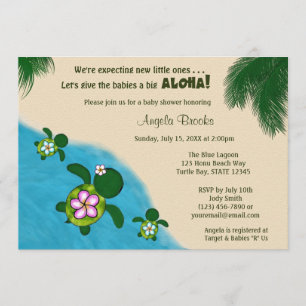 Invitación BOY Sea TURTLE Baby Shower Invite TWIN (Honu) 02C