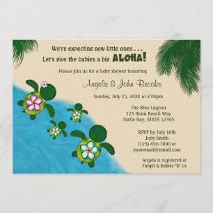 Invitación BOY Sea TURTLE Baby Shower Invite TWIN (Honu) 02D
