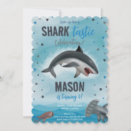 Invitación Boy Shark Birthday Shark Tastic Celebración