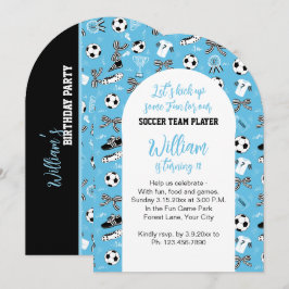 Invitación Boy Soccer Player fiesta de cumpleaños azul