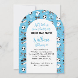 Invitación Boy Soccer Player fiesta de cumpleaños azul