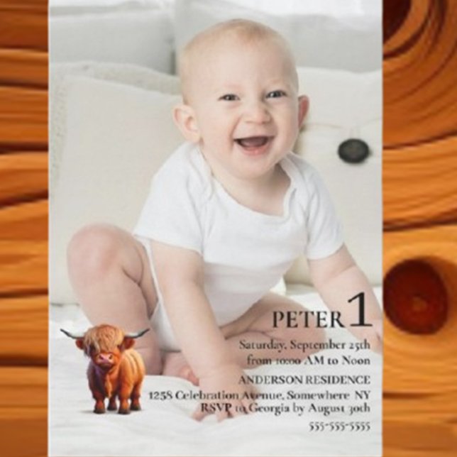 Invitación Boy Special 1st Birthday Celebration (Celebrate your little one's milestone with our adorable Boy Cow 1st Birthday Invitation)