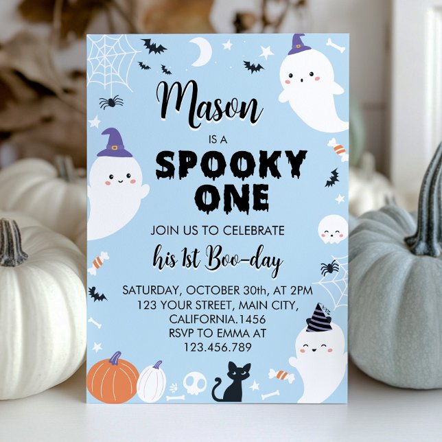 Invitación Boy Spooky Un Fantasma Primer Cumpleaños (Subido por el creador)