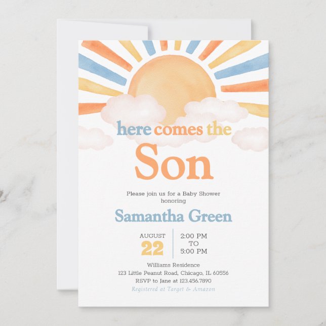 Invitación Boy Sunshine Baby Shower (Anverso)