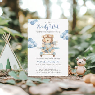 Invitación Boy Teddy Bear Podemos Esperar A Baby Shower