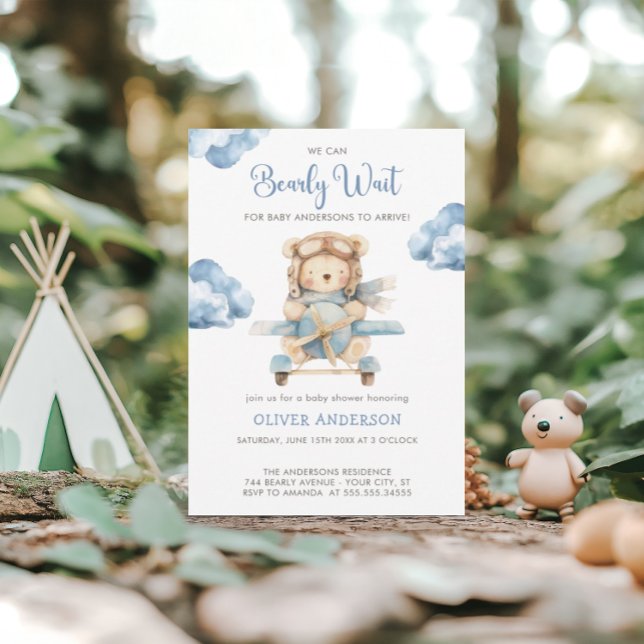 Invitación Boy Teddy Bear Podemos Esperar A Baby Shower (Subido por el creador)