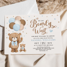 Boy Teddy Bear Podemos Esperar A Baby Shower Invi