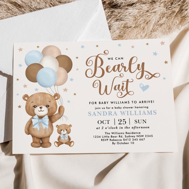 Invitación Boy Teddy Bear Podemos Esperar A Baby Shower Invi (Subido por el creador)
