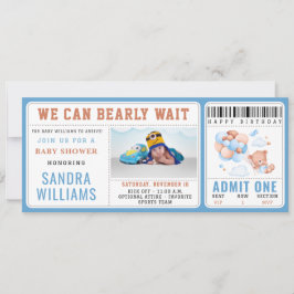 Invitación Boy Teddy Bear “We Can Bearly Wait” Baby Shower