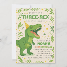 Invitación Boy Three-Rex Dinosaur Birthday