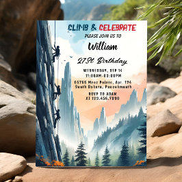 Invitación Boy Tree Fun Cliff Rock Climbing 21st Birthday