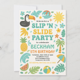 Invitación Boy Tropical Slip ’N’ Slide Birday Party