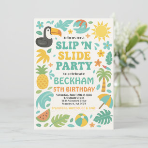 Invitación Boy Tropical Slip ’N’ Slide Birday Party