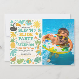 Invitación Boy Tropical Slip ’N’ Slide Birday Party Photo