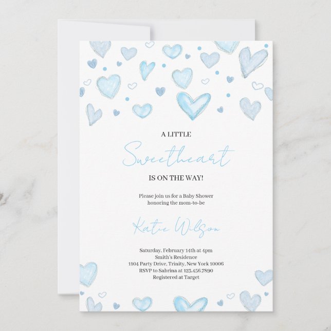 Invitación Boy Valentine Baby Shower (Anverso)