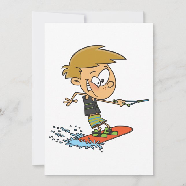Invitación Boy Wakeboarding Diversión Deportes Acuáticos (Anverso)