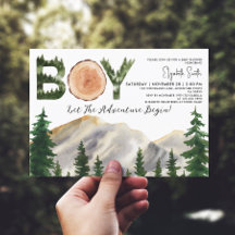 Boy Watercolor Mountains Baby Shower