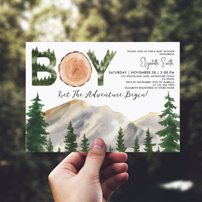 Invitación Boy Watercolor Mountains Baby Shower (Subido por el creador)