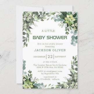Invitación Boy Watercolor Woodland Baby Shower