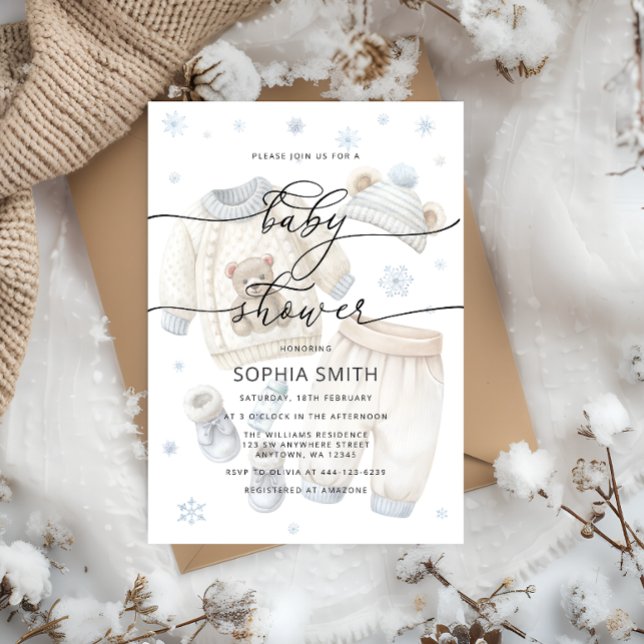 Invitación Boy Winter Clothes Baby Shower (Subido por el creador)