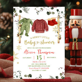 Invitación Boy Winter Clothes Merry Little Baby Shower