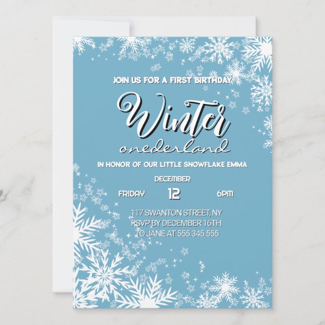 Invitación Boy Winter onederland Primer cumpleaños (Anverso)