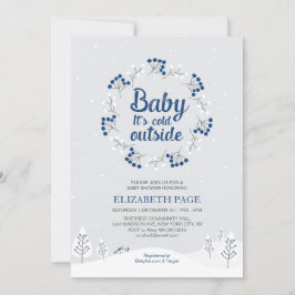 Invitación Boy Winter Wonderland Baby Shower, azul marino