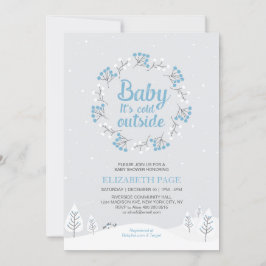 Invitación Boy Winter Wonderland Baby Shower, azul y gris