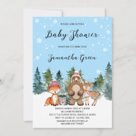 Invitación Boy Winter Woodland Baby Shower