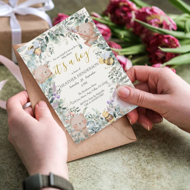 Invitación Boy Woodland Animals con Baby Shower acuarela (Subido por el creador)