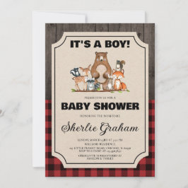 Invitación Boy Woodland Lumberjack Baby Shower