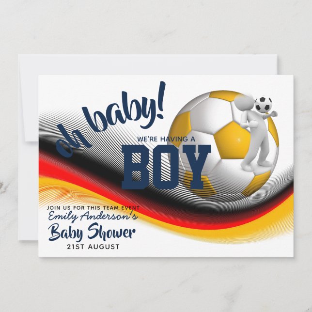 Invitación BOYA FÚTBOL FÚTBOL FÚTCER Baby Shower invita al ro (Anverso)