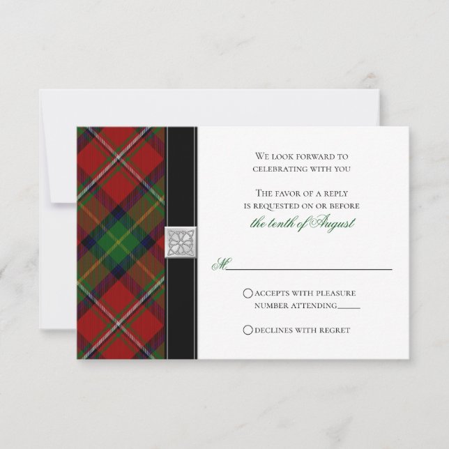 Invitación Boyd Tartan Scottish Celtic Wedding Responder RSVP (Anverso)