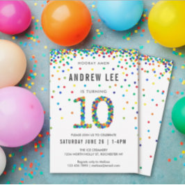 Invitación Boys 10.ª fiesta de cumpleaños, Confetti de color