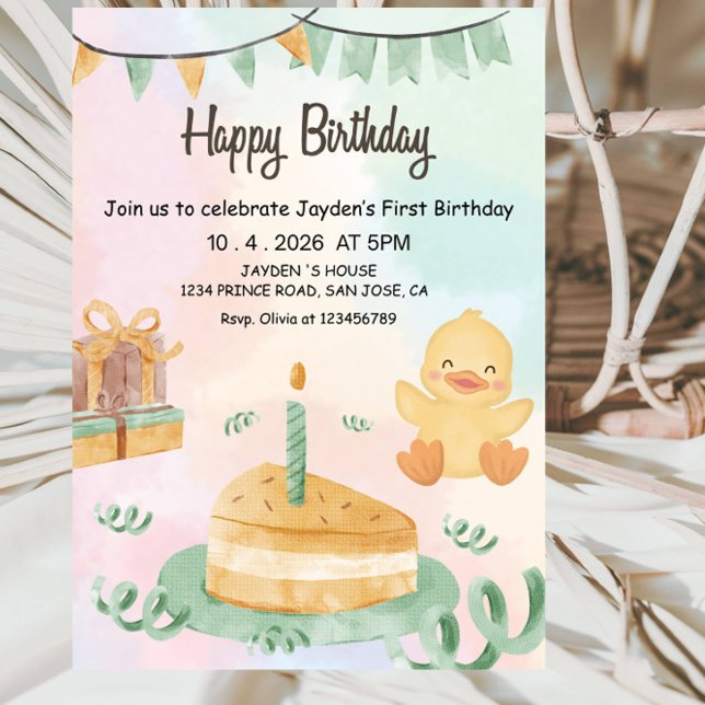 Invitación Boys 1st Birthday-Cute Modern Blue First Birthday (Subido por el creador)