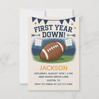 Invitación Boy's 1st Birthday First Year Down - Blue Theme