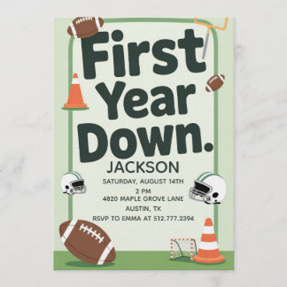 Invitación Boy's 1st Birthday First Year Down - Football Bday