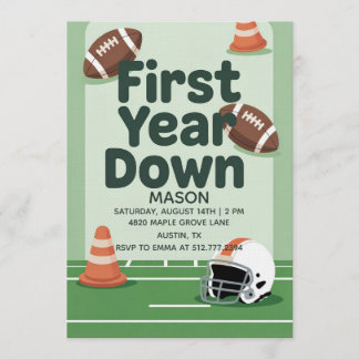 Invitación Boy's 1st Birthday First Year Down - Football Bday