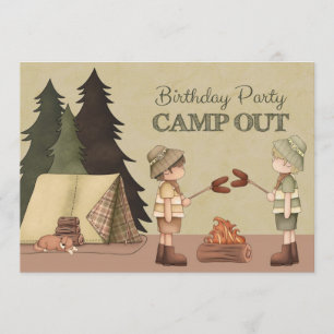 Invitación Boys acampan fuera fiesta de cumpleaños