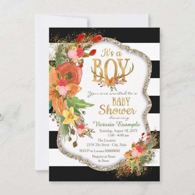 Invitación Boys Antler Baby Shower (Anverso)