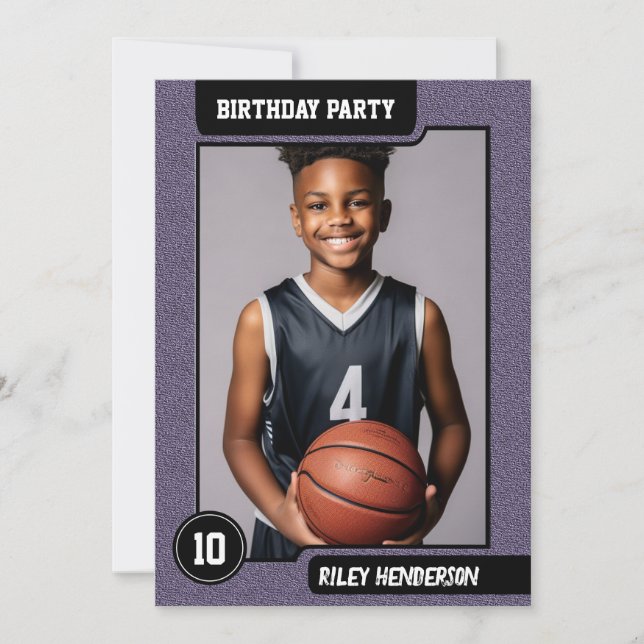 Invitación Boys Basketball Photo Birthday Party (Anverso)