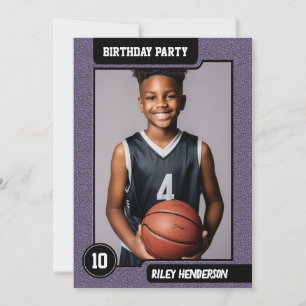 Invitación Boys Basketball Photo Birthday Party
