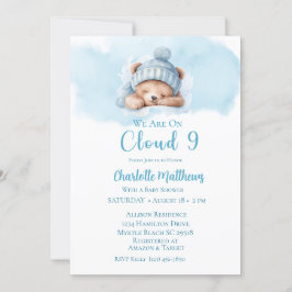 Invitación Boys Bear Cloud Nueve 9 Baby Shower