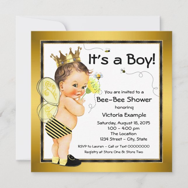 Invitación Boys Bee Baby Shower (Anverso)
