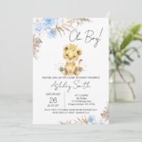 Boys Blue Boho Floral Lion Baby Shower