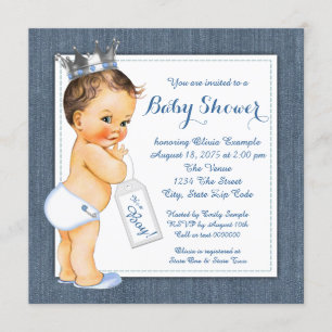 Invitación Boys Blue Denim Baby Shower