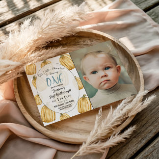 Invitación Boys Blue Little Pumpkin Fall