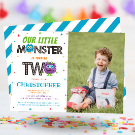 Invitación Boys Blue Monster Segunda fiesta de cumpleaños
