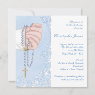 Invitación Boys Blue Rosary Christening