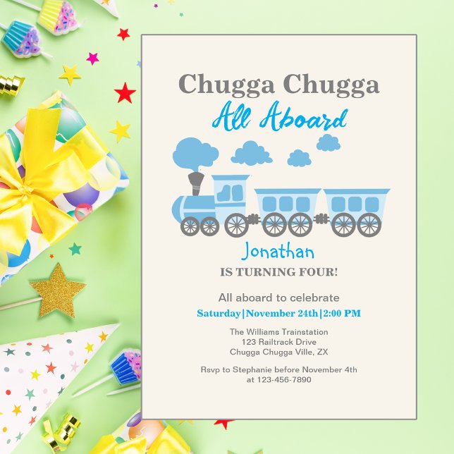 Invitación Boys Blue Train Cualquier fiesta de cumpleaños de  (Subido por el creador)